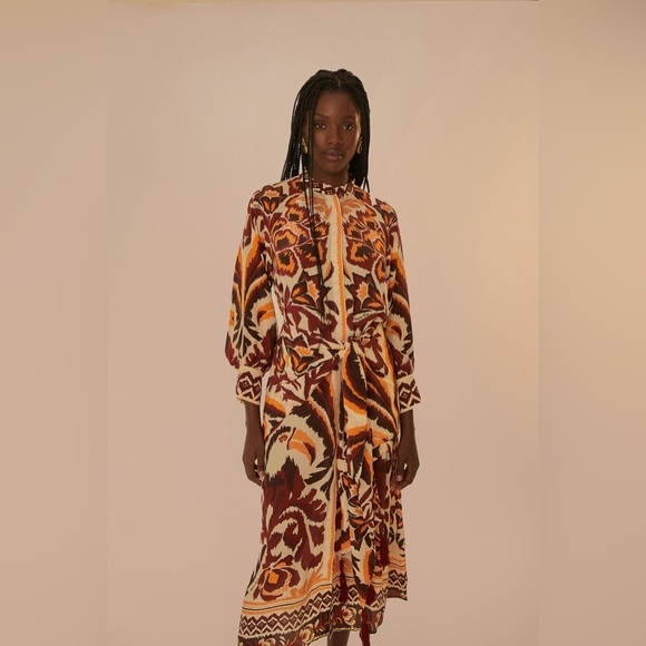 FARM RIO Cream Toucans Scarf Maxi Dress S - Picture 2 of 8